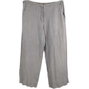 Flax Natural Beige Linen Cropped Pants Straight Leg High Rise Women's P/S (4/6)